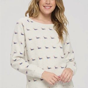 Women's Fleece Crew Neck with Dachshund Print